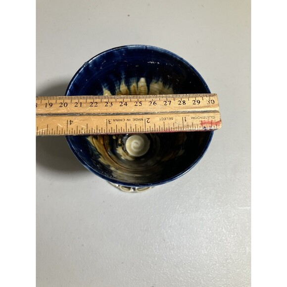 Tan & Blue Glaze Stoneware Goblet Chalice Studio Art Cup - Picture 5 of 7